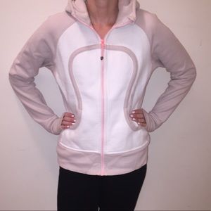 Cozy pink and white lululemon sweatshirt